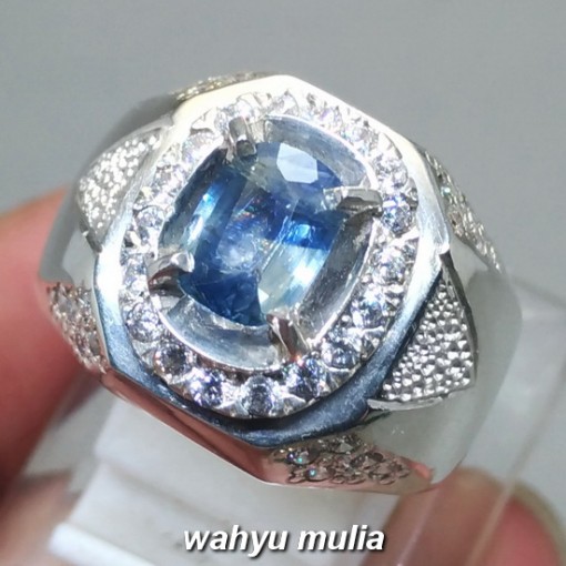 foto Cincin Batu Permata Blue Safir Srilangka Ceylon asli bersertifikat khasiat ciri harga_1