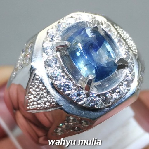 foto Cincin Batu Permata Blue Safir Srilangka Ceylon asli bersertifikat khasiat ciri harga_2