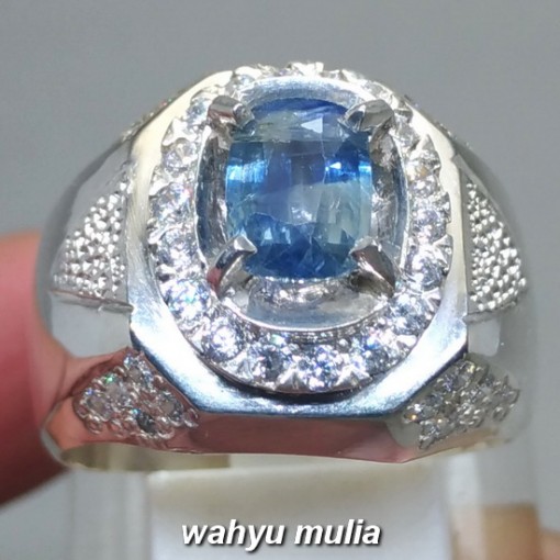 foto Cincin Batu Permata Blue Safir Srilangka Ceylon asli bersertifikat khasiat ciri harga_3