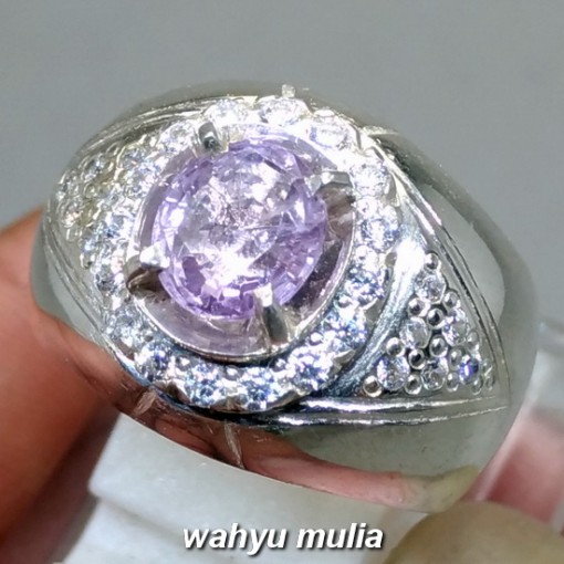 foto Cincin Batu permata Ungu Purple Safir Srilangka Ceylon asli bersertifikat memo harga khasiat ciri_1