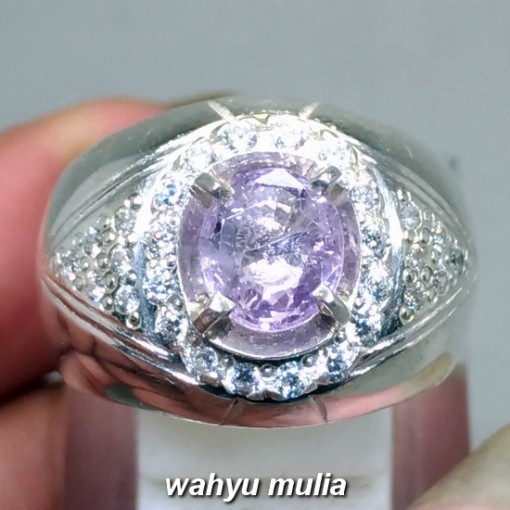 foto Cincin Batu permata Ungu Purple Safir Srilangka Ceylon asli bersertifikat memo harga khasiat ciri_3