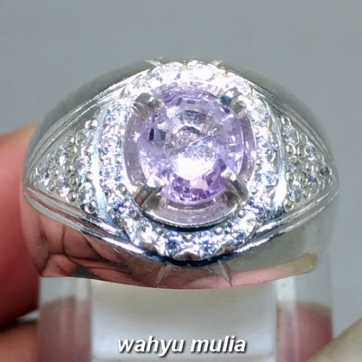foto Cincin Batu permata Ungu Purple Safir Srilangka Ceylon asli bersertifikat memo harga khasiat ciri_4