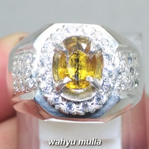 gambar Batu Cincin Permata Natural Yellow Safir Yakut Kendit Ceylon Asli bersertifikat memo khasiat ciri srilangka harga_2