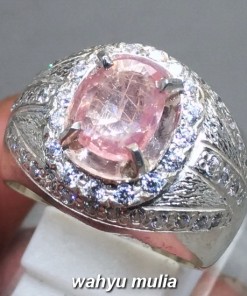 gambar Batu Cincin Permata orangy Pink Safir Paparadscha ceylon srilangka asli natural ber memo sertifikat harga manfaat ciri asal_3
