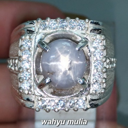 gambar Batu Cincin Permata White Star Safire ceylon Srilangka Asli natural bersertifikat bagus harga khasiat ciri blue _4