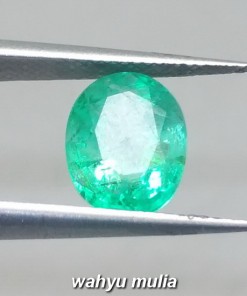 gambar Batu Permata Zamrud Kolombia Asli oval ciri harga khasiat hijau tua bening kristal_3