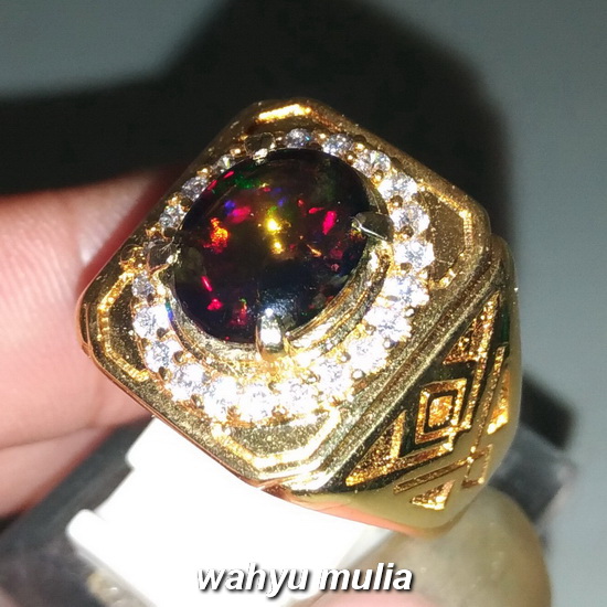  Cincin  Batu  Black Opal Kalimaya Jarong Full  Disko Bagus 