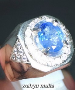 Cincin Batu Permata Natural Blue Safir Srilangka Ceylon Asli harga khasiat ciri foto bersertifikat memo_1