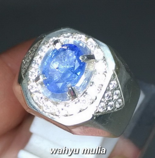 Cincin Batu Permata Natural Blue Safir Srilangka Ceylon Asli harga khasiat ciri foto bersertifikat memo_3