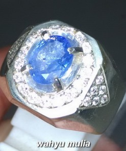 Cincin Batu Permata Natural Blue Safir Srilangka Ceylon Asli harga khasiat ciri foto bersertifikat memo_7