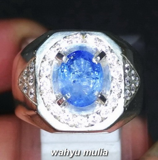 Cincin Batu Permata Natural Blue Safir Srilangka Ceylon Asli harga khasiat ciri foto bersertifikat memo_8