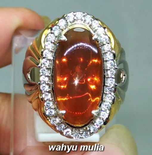 foto Cincin Batu Fire Opal Madu Wonogiri Asli barjad api merah hijau ciri harga khasiat bongkahan_3