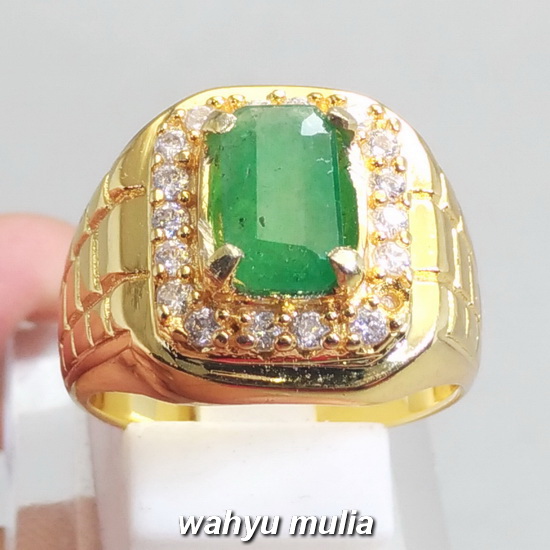 Batu Cincin Permata Hijau Zamrud Emerald Beryl Kotak Asli 