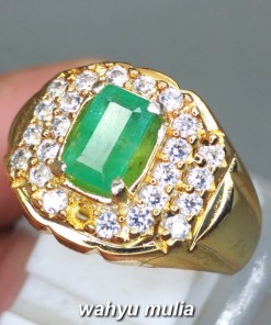 gambar Cincin Batu Natural Zamrud Colombia Emerald Beryl Kotak Bersertifikat Asli bagus memo sertifikat octagon ciri harga khasiat tua_1