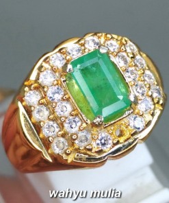 gambar Cincin Batu Natural Zamrud Colombia Emerald Beryl Kotak Bersertifikat Asli bagus memo sertifikat octagon ciri harga khasiat tua_2