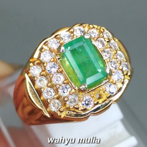 gambar Cincin Batu Natural Zamrud Colombia Emerald Beryl Kotak Bersertifikat Asli bagus memo sertifikat octagon ciri harga khasiat tua_2