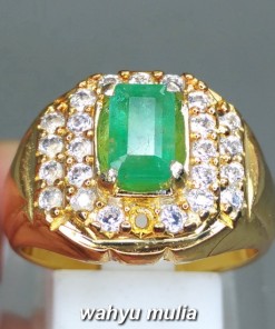 gambar Cincin Batu Natural Zamrud Colombia Emerald Beryl Kotak Bersertifikat Asli bagus memo sertifikat octagon ciri harga khasiat tua_3