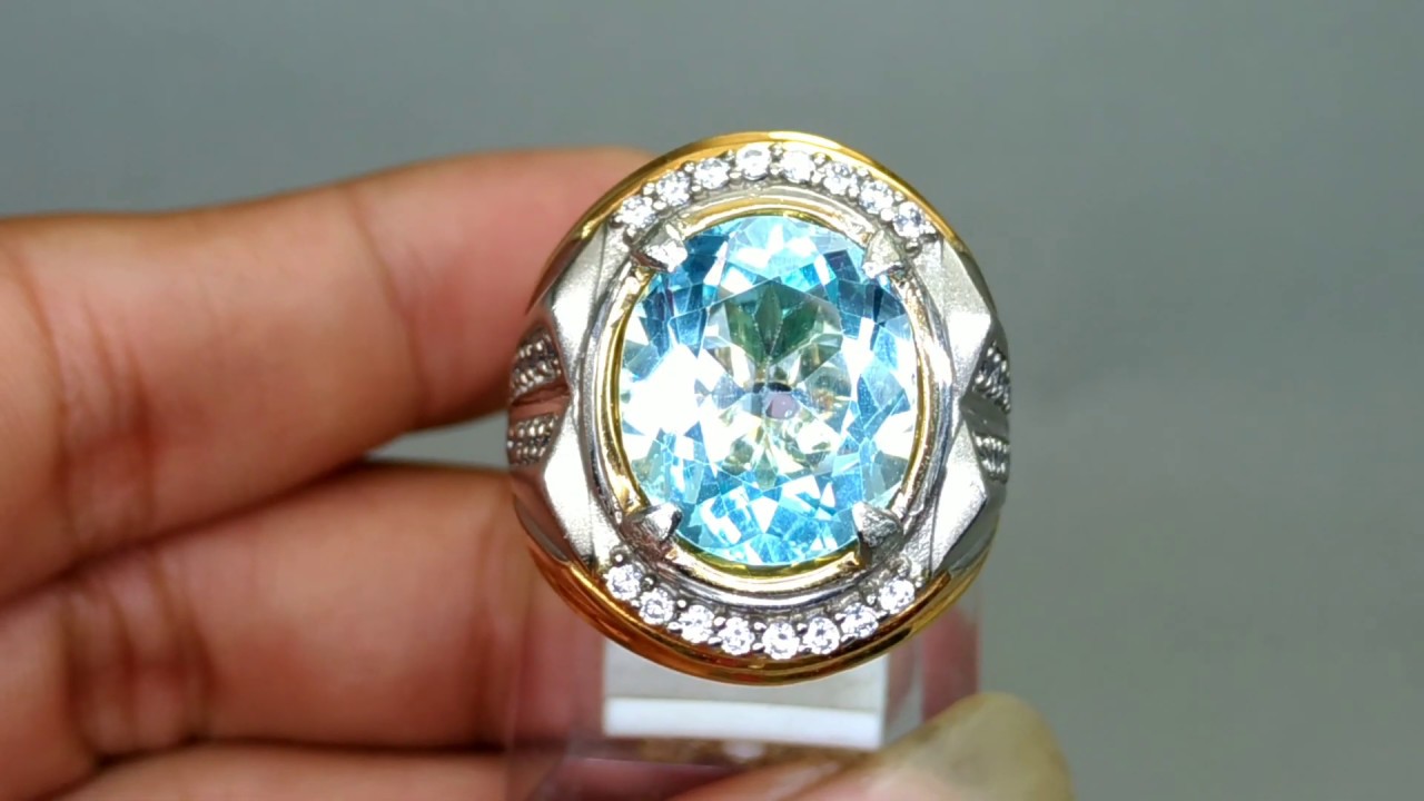 Cincin Batu Permata Natural Blue Topaz Asli Kode 1269 Wahyu Mulia 1178