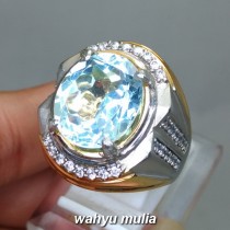 Cincin Batu permata Natural Blue Topaz Asli  Kode 1269 