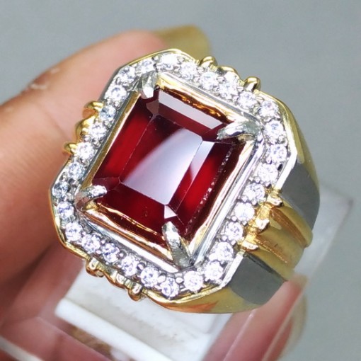 jual gambar Cincin Batu Akik Natural Red Garnet Asli bersertifikat harga murah ciri jenis kegunaan ceylon srilangka memo _1