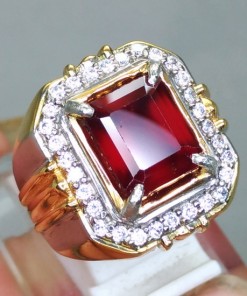 jual gambar Cincin Batu Akik Natural Red Garnet Asli bersertifikat harga murah ciri jenis kegunaan ceylon srilangka memo _2