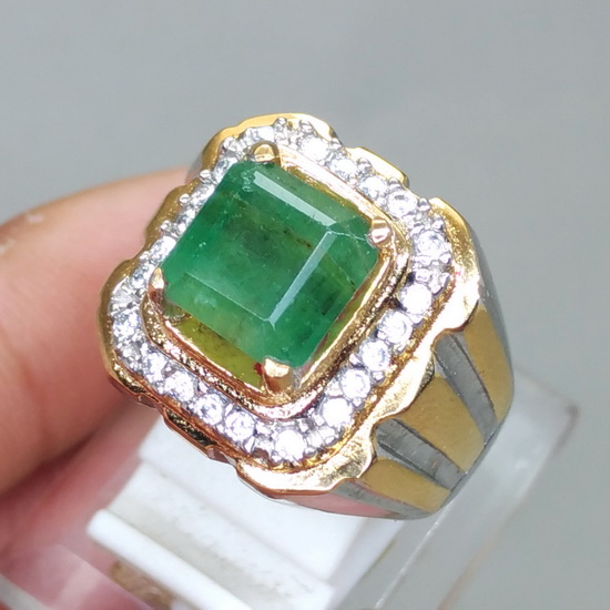 Cincin Batu Natural Jamrud Emerald Beryl Kotak Asli  Kode 