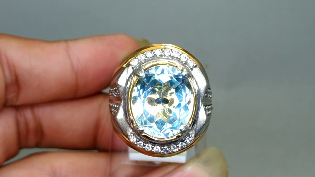  Batu  Cincin Natural Blue Topaz  Asli Kode 1268 Wahyu Mulia