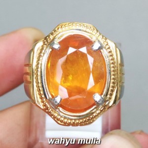 Batu Cincin Akik Yakut Emas Golden Yellow Safir Kuning Besar Asli Kode