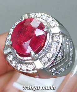 gambar Batu Cincin Permata Natural Ruby Corundum merah Asli dijual harga kegunaan asal ciri palsu bersertifikat murah berkualitas_1