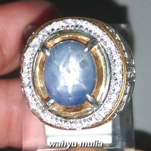 gambar jual Batu Cincin Blue Safir Star Asli natural bersertifikat ster birma srilangka ceylon harga khasiat ciri _1