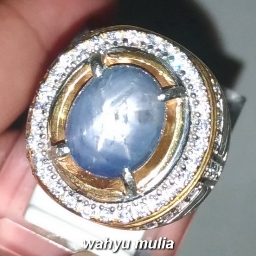 gambar jual Batu Cincin Blue Safir Star Asli natural bersertifikat ster birma srilangka ceylon harga khasiat ciri _2