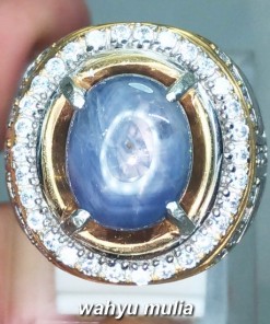 gambar jual Batu Cincin Blue Safir Star Asli natural bersertifikat ster birma srilangka ceylon harga khasiat ciri _3