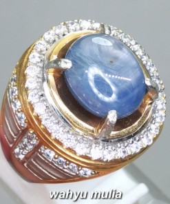 gambar jual Batu Cincin Blue Safir Star Asli natural bersertifikat ster birma srilangka ceylon harga khasiat ciri _4