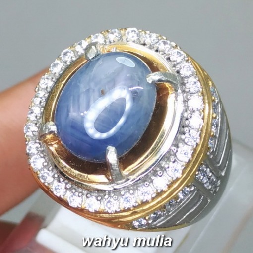 gambar jual Batu Cincin Blue Safir Star Asli natural bersertifikat ster birma srilangka ceylon harga khasiat ciri _5