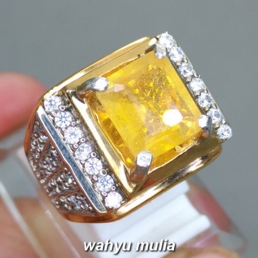 jual gambar Batu Cincin natural Yakut Yellow safir Kuning extra joss golkar kotak Asli bersertifikat bagus ciri harga asal khasiat kalimantan_2