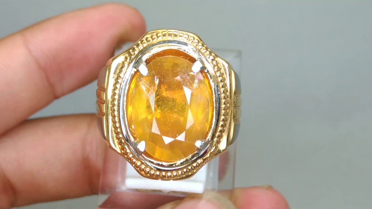  Batu  Cincin  Akik Yakut Emas Golden Yellow safir Kuning  