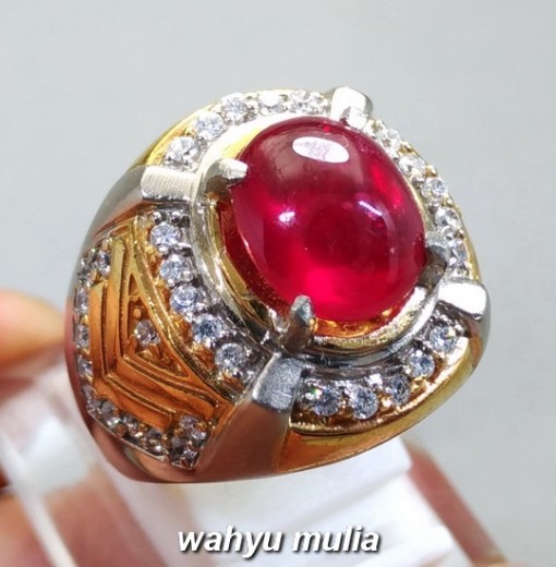foto Cincin Batu Akik Merah Delima natural Ruby afrika mozambiq birma Asli bersertifikat ciri harga kegunaan bagus merah tua darah_2