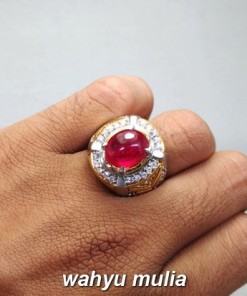 foto Cincin Batu Akik Merah Delima natural Ruby afrika mozambiq birma Asli bersertifikat ciri harga kegunaan bagus merah tua darah_4