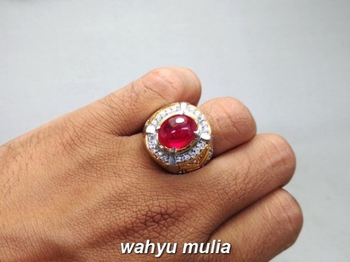 foto Cincin Batu Akik Merah Delima natural Ruby afrika mozambiq birma Asli bersertifikat ciri harga kegunaan bagus merah tua darah_4