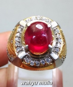 foto Cincin Batu Akik Merah Delima natural Ruby afrika mozambiq birma Asli bersertifikat ciri harga kegunaan bagus merah tua darah_5
