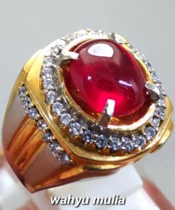 gambar Cincin Batu natural Ruby Merah Delima Asli bersertifikat memo afrika birma mozambiq bagus harga manfaat ciri jenis menyala_2