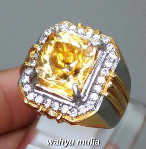 gambar jual Batu Cincin Permata Yellow Citrine Yakut Asli natural golden emas kalimantan khasiat harga ciri liontin_1