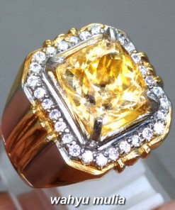 gambar jual Batu Cincin Permata Yellow Citrine Yakut Asli natural golden emas kalimantan khasiat harga ciri liontin_2