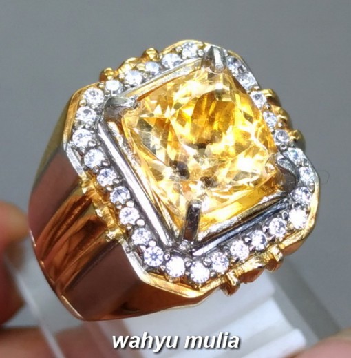 gambar jual Batu Cincin Permata Yellow Citrine Yakut Asli natural golden emas kalimantan khasiat harga ciri liontin_2