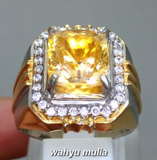 gambar jual Batu Cincin Permata Yellow Citrine Yakut Asli natural golden emas kalimantan khasiat harga ciri liontin_3