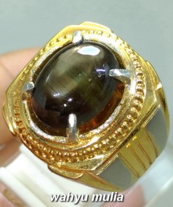 jual foto Batu Cincin Permata Black Safir Star Bangsing Kresnadana Asli bersertifikat golden emas khasiat harga _1