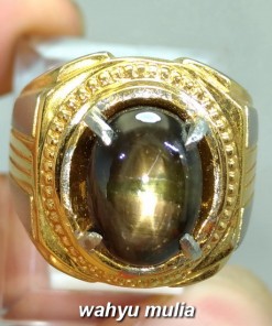 jual foto Batu Cincin Permata Black Safir Star Bangsing Kresnadana Asli bersertifikat golden emas khasiat harga _3