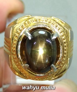 jual foto Batu Cincin Permata Black Safir Star Bangsing Kresnadana Asli bersertifikat golden emas khasiat harga _5