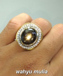 jual gambar Cincin Batu Bangsing Black Safir Star golden Kresnadana Asli natural bersertifikat bali harga ciri manfaat_5