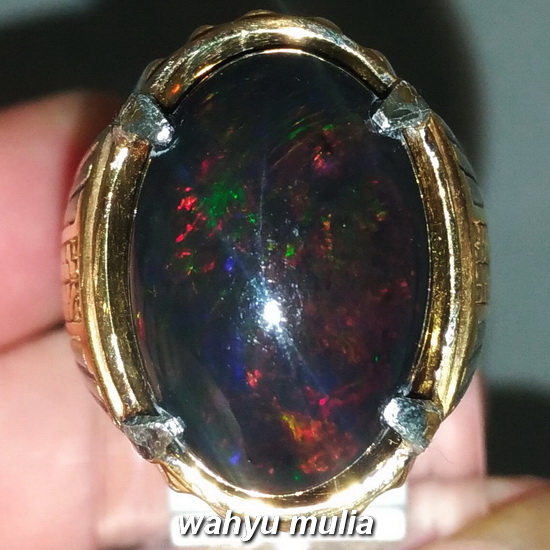 Batu Cincin Black Opal kalimaya Besar Jumbo Kembang Jarong Asli (Kode ...